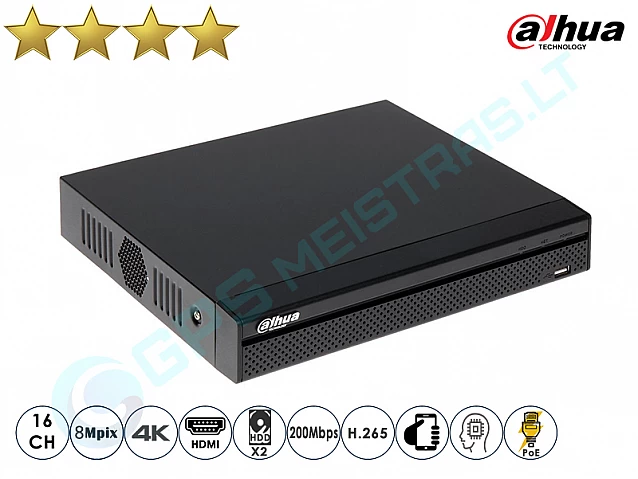 Dahua IP NVR įrašymo įrenginys 4216 PoE 4K