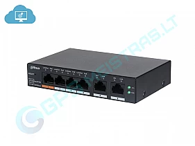 Programuojamas 4 prievadų PoE komutatorius +2 UpLink 1000Mbps, 