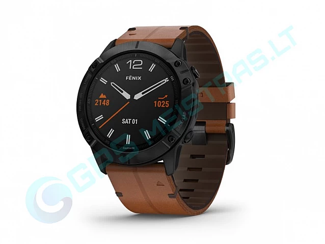 fenix6X Sapphire Black/Leather band