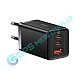 65W sieninis įkroviklis USB + 2×USB-C QC 3.0 / PD 3.0 su 1 m. laidu