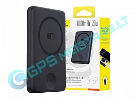 Išorinis akumuliatorius (PowerBank) 10000mAh 27W su bevieliu QI + iWatch, magnetiniu laikikliu