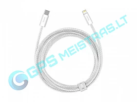 Kabelis USB C - IP Lightning 1.0m su baltu pintu šarvu 20W