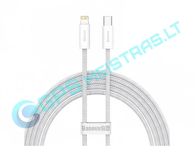 Kabelis USB C - IP Lightning 1.0m su baltu pintu šarvu 20W