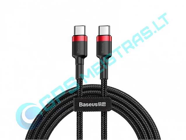 Kabelis USB-C - USB-C 1.0m QC3.0 PD2.0 su nailoniniu šarvu
