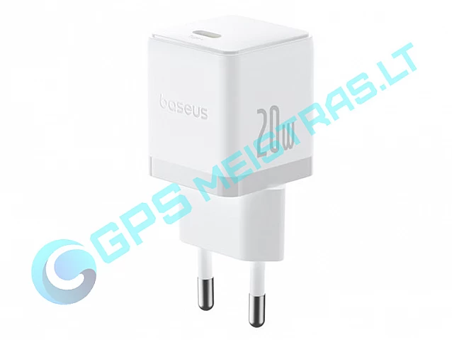 Sieninis įkroviklis 20W USB-C kabeliu 1m baltas
