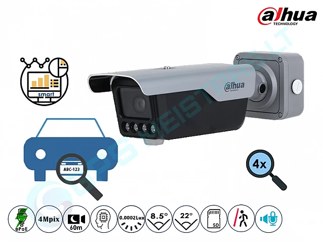 Dahua ANPR IP kamera su 8–32 mm motorizuotu objektyvu