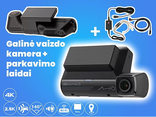 MIO DUAL CAR DASH CAMERA MIVUE 955WD 4K GPS WI-FI DASH CAM AUDIO RECORDER