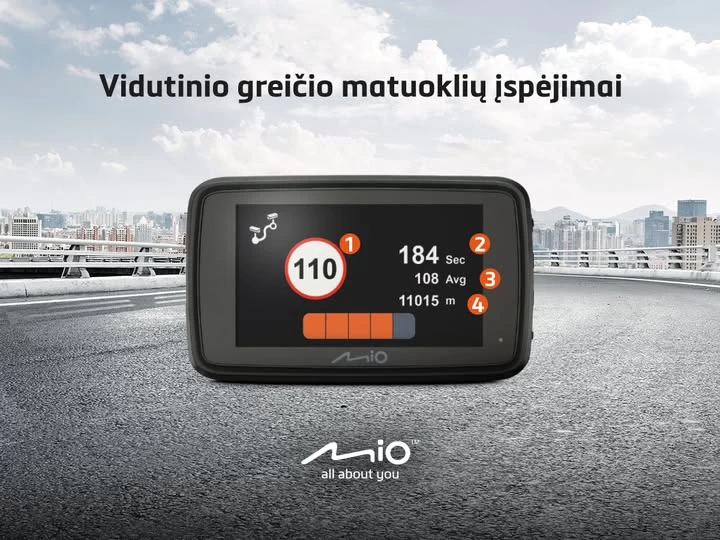 Mio radarų duomenų bazė ir vidutinio greičio zonos informacija