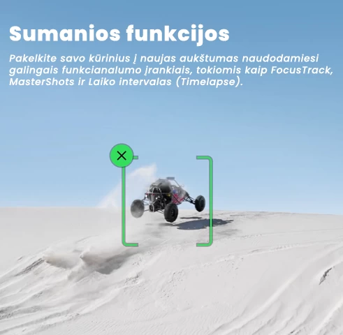 Pakelkite savo kūrinius į naujas aukštumas naudodamiesi galingais pasakojimo įrankiais, tokiomis kaip FocusTrack [4], MasterShots ir Laiko intervalas (Timelapse).