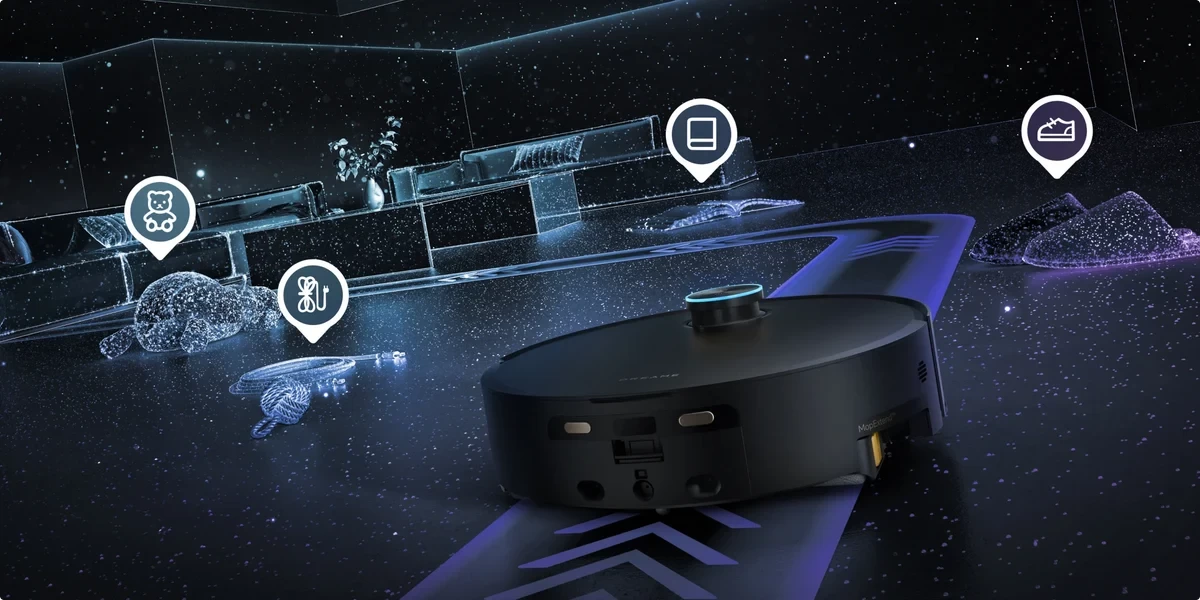 Dreame Aqua10 Ultra Track dviejų AI kamerų kliūčių atpažinimo sistema