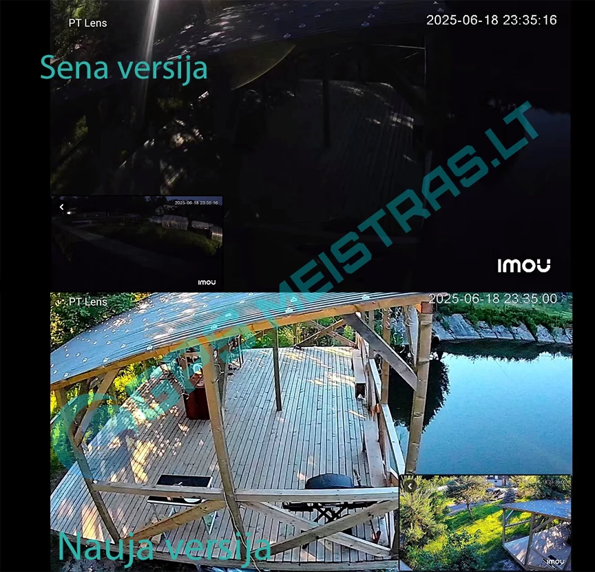 Aurora naktinio matymo palyginimas su įprasta kamera