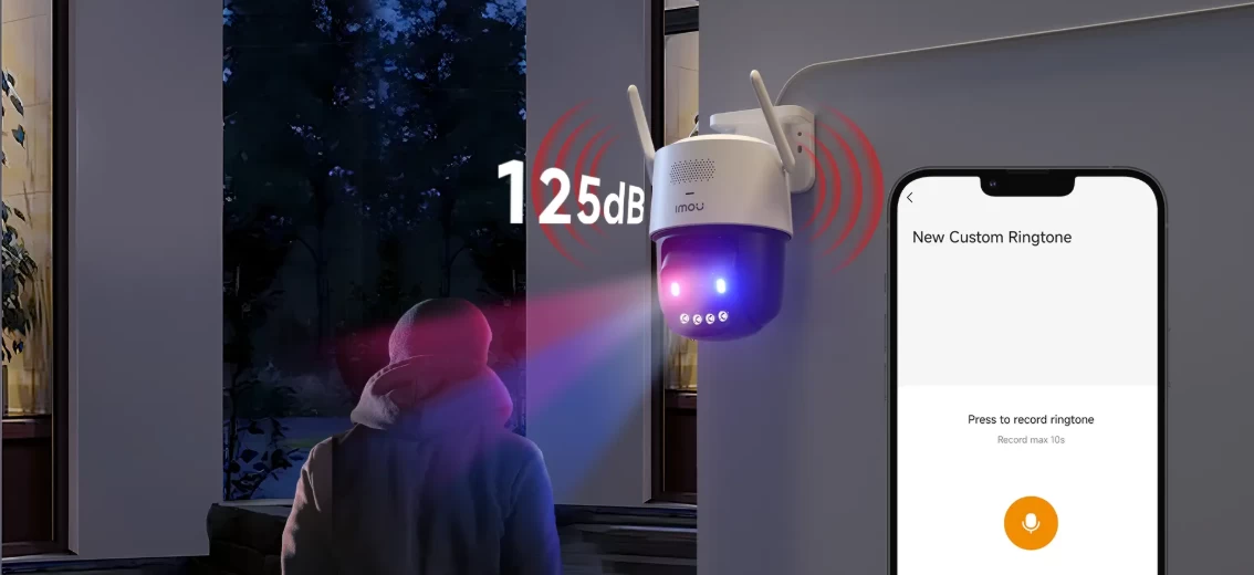IMOU Aurora Pro raudoni ir mėlyni įspėjamieji švyturėliai