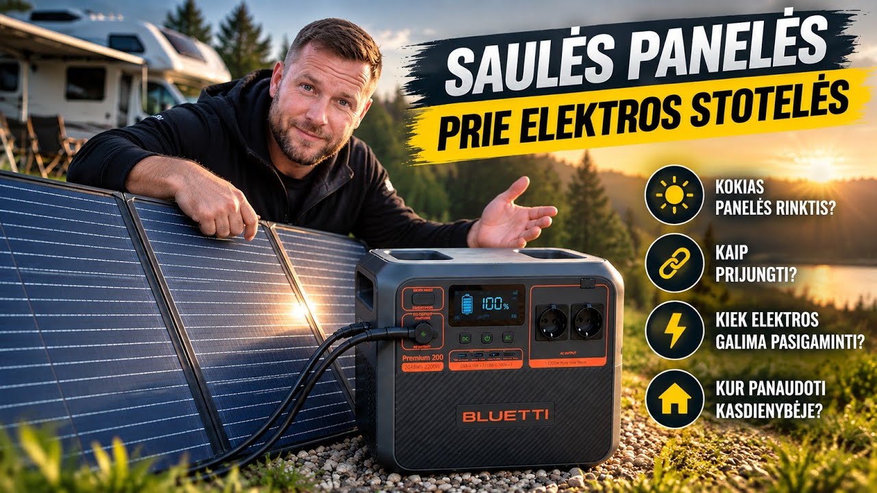 Bluetti ir saulės panelės. Ar tinka montuojamos ant stogų?